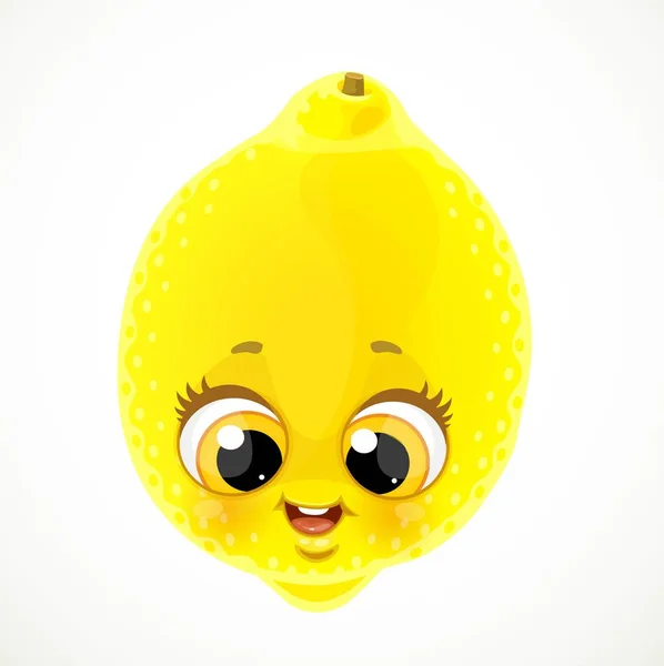 Emoji Kartun Lucu Lemon Kuning Diisolasi Pada Latar Belakang Putih - Stok Vektor