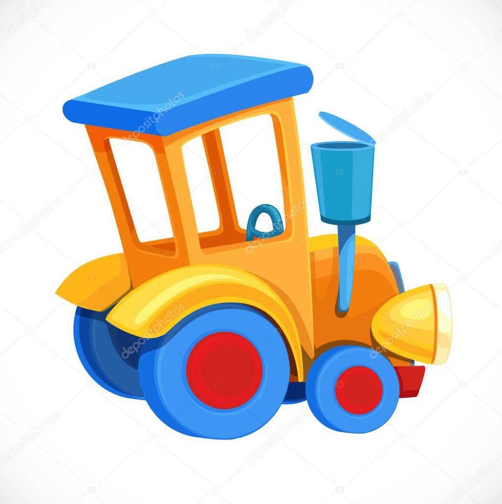 Multi-colored toy tractor object isolated on white background 