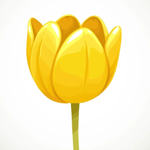 Gelbe Tulpe Blume Profil Ansicht Isoliert Auf Weißem Hintergrund — Stockvektor