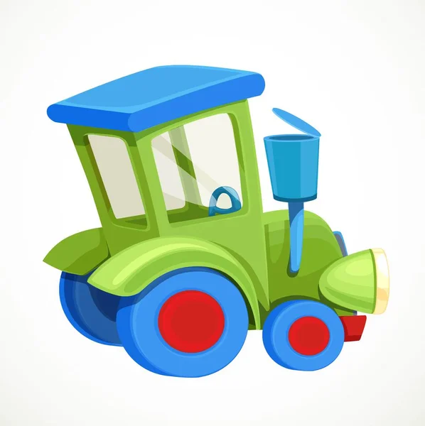 Green Blue Toy Tractor Object Isolated White Background — Stock Vector