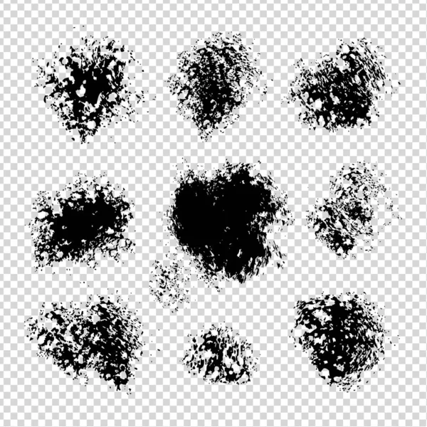 Абстрактные Черные Текстурные Пятна Прозрачном Фоне Имитации — стоковый вектор