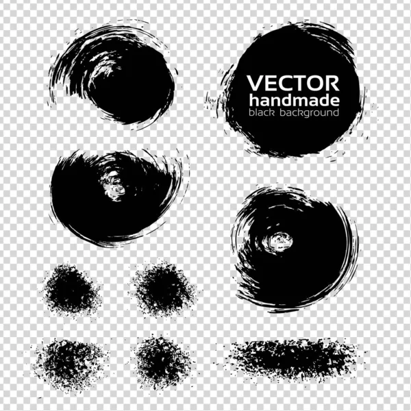 Textura Abstracta Trazos Tinta Negra Sobre Fondo Transparente Imitación — Vector de stock