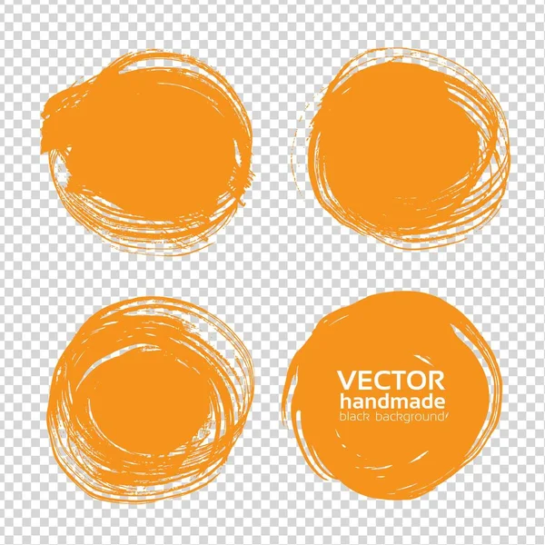 Abstract Ronde Oranje Inkt Textuur Strepen Imitatie Transparante Achtergrond — Stockvector