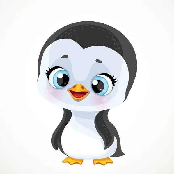 Cute Cartoon Baby Penguin Isolated White Background — Stock Vector