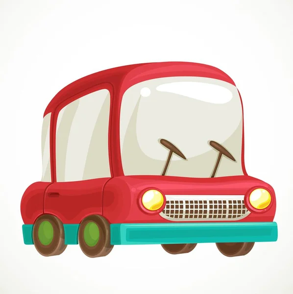 Игрушка Малышей Пассажирский Красный Ретро Автомобиль Объект Изолирован Белом Фоне — стоковый вектор