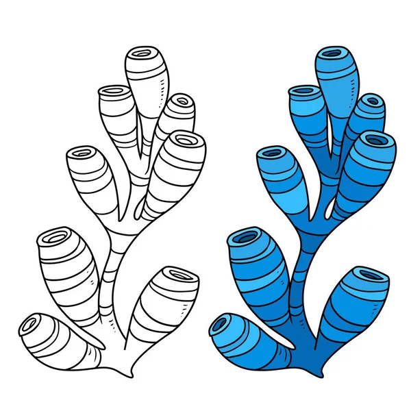 Blauer Großer Schwamm Malbuch Lineare Zeichnung Isoliert Auf Weißem Hintergrund — Stockvektor