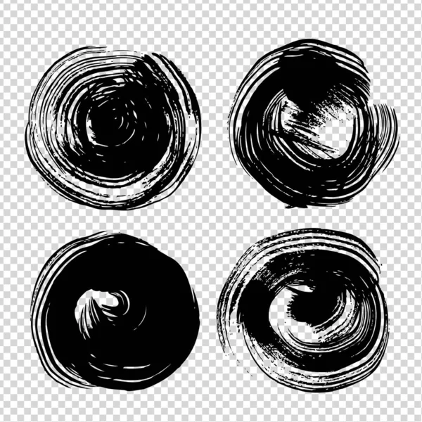 Abstrakt Strukturierte Schwarze Runde Striche Auf Transparentem Hintergrund — Stockvektor