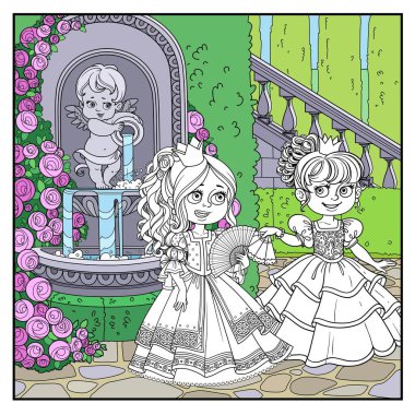 İki güzel prenses, saray parkının tenha bir köşesinde hayranlarıyla boyamak için iletişim kuruyor.