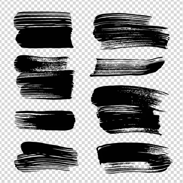 Tinta Negra Abstracta Texturizada Trazos Rectos Sobre Fondo Transparente Imitación — Vector de stock