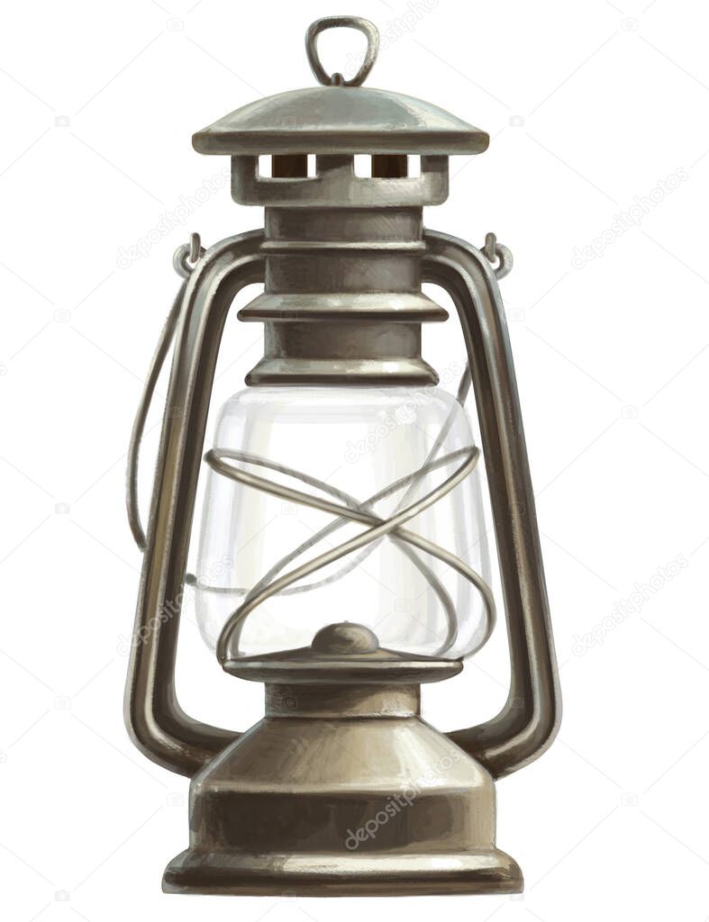 Kerosene lamp isolated on a white background