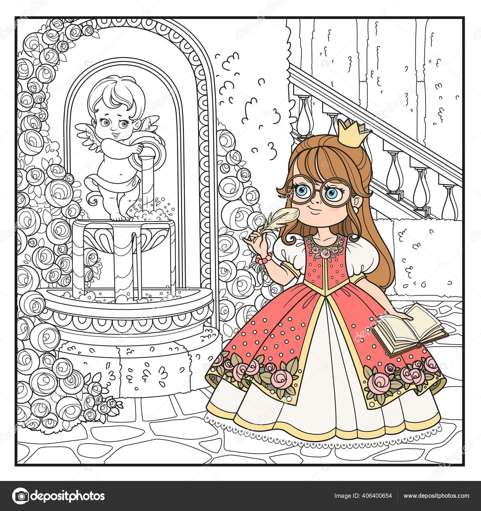 Desenho de princesa para colorir escova o cabelo personagem kawaii