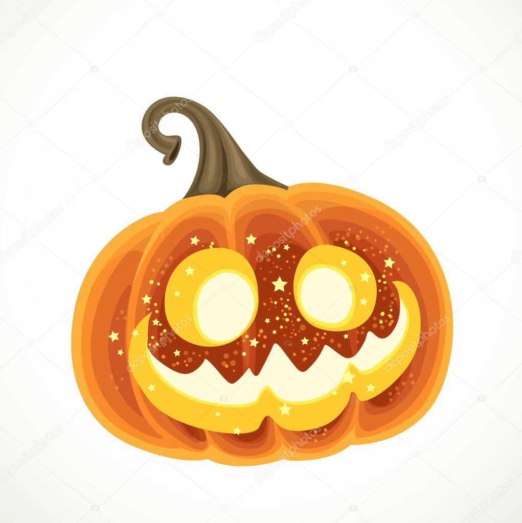 Cartoon Halloween pumpkin lantern isolated on a white background