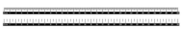 Marking rulers black and white on a white background 30 centimeters