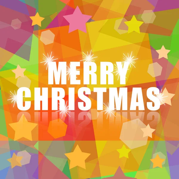 Merry Christmas Greeting Design Colorful Stars Bright Background — Stock Photo, Image