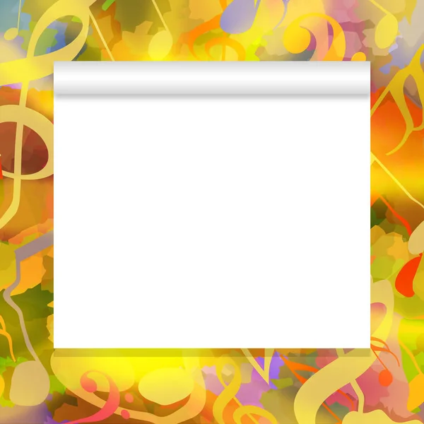 Music background with blank paper scroll — Stock Photo, Image