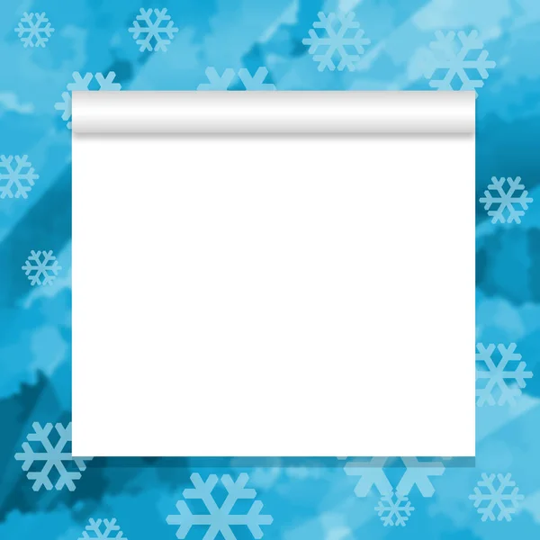 Winterhintergrund Mit Leerem Blätterpapier Und Schneeflocken — Stockfoto