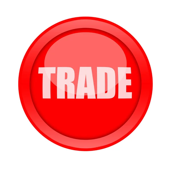 Trade Roter Hochglanz Knopf Isoliert Auf Weißem Hintergrund — Stockfoto