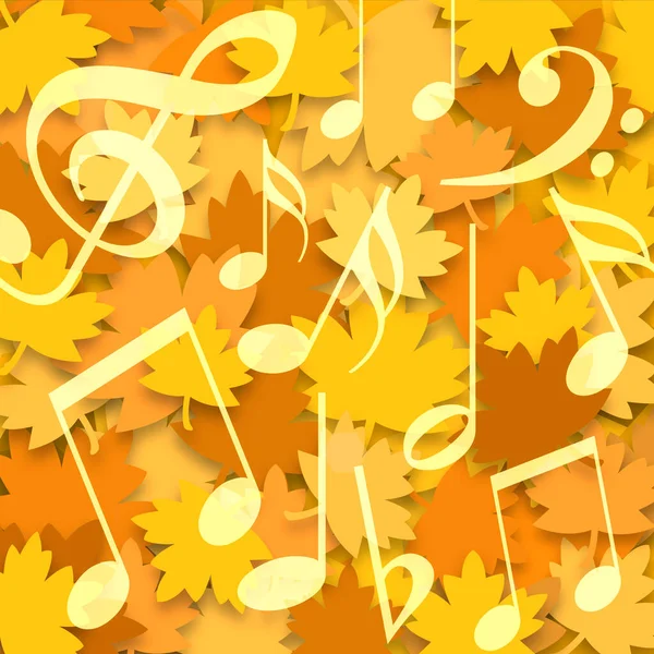 Autumn Music Notes Falling Maple Leaves Background — Stock Photo, Image