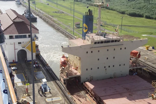 PANAMA CANAL - DEC 16, 2017 - Giant locks allow huge ships to pass through the Panama Canal