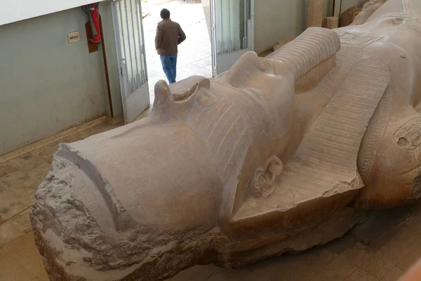 MEMPHIS, EGYPT - MAR 11, 2020 - Colossus of Rameses II ,  Memphis, Egypt