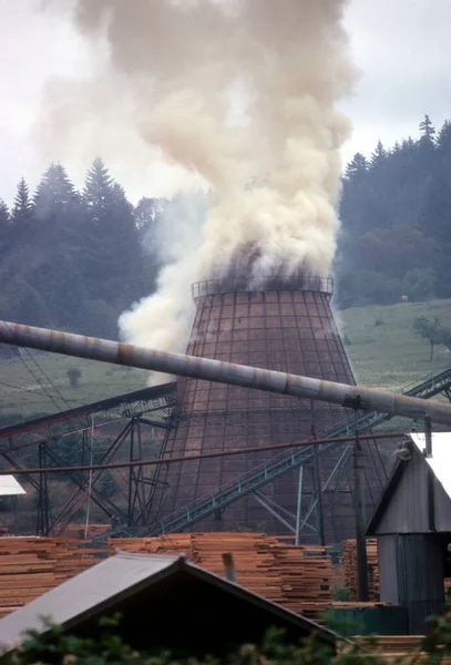 Wigwam old fashioned wood chip burner at lumber mill,Oregon