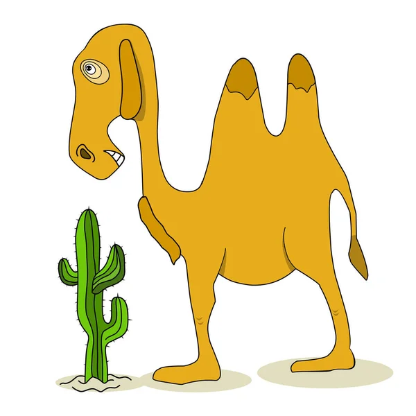 Stock Illustration Camel and Cactus on a White Background