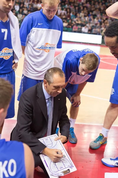 Samara Rusia Diciembre Azovmash Entrenador Sergiy Zavalin Durante Tiempo Fuera — Foto de Stock