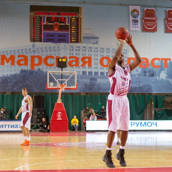 Samara Rússia Dezembro Krasnye Krylia Forward Demetris Nichols Dispara Lance — Fotografia de Stock