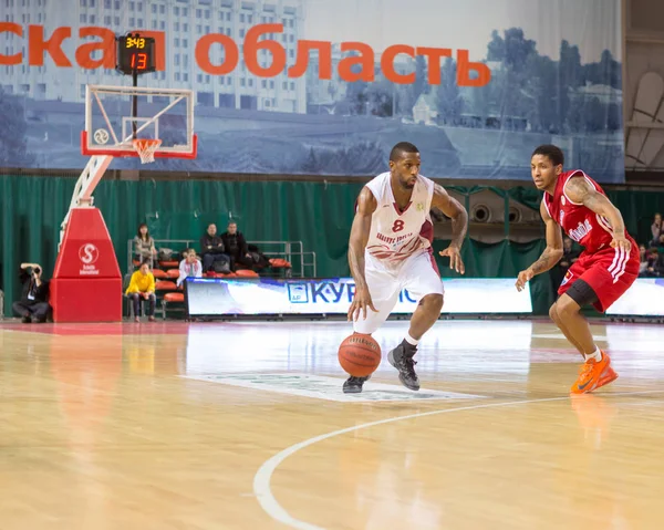 Samara Rusia Diciembre Krasnye Krylia Delantero Demetris Nichols Con Pelota — Foto de Stock