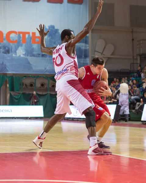 Samara Russland Dez Atomeromu Guard Akos Kovacs Mit Ball Versucht — Stockfoto