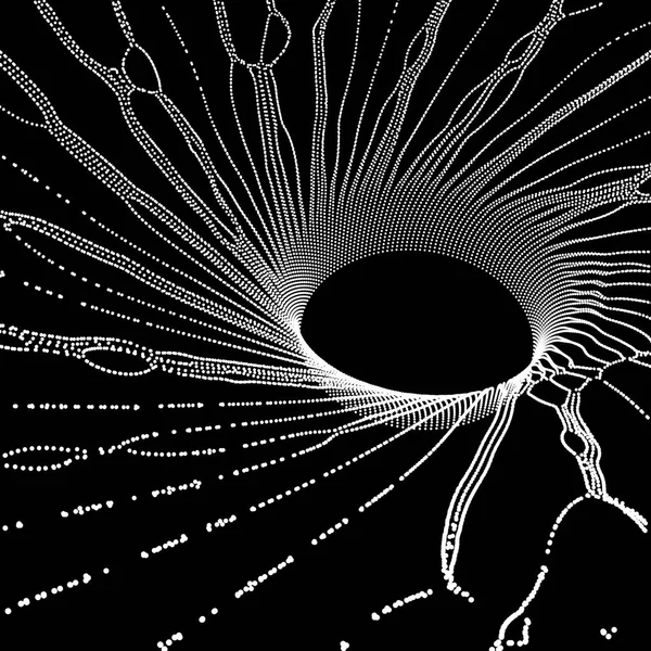 Zwart Gat Gemaakt Van Flying Deeltjes Abstracte Achtergrond Vectorillustratie — Stockvector