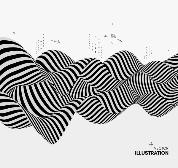 Black White Design Pattern Optical Illusion Abstract Geometrical Background Vector — Stock Vector