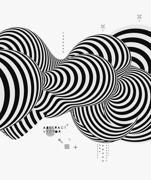 Siyah Beyaz Tasarım Optik Illüzyonlu Desen Soyut Boyutlu Geometrik Arkaplan — Stok Vektör