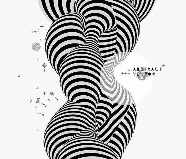 Black and white design. Pattern with optical illusion. Abstract 3D geometrical background. — Stock Vector