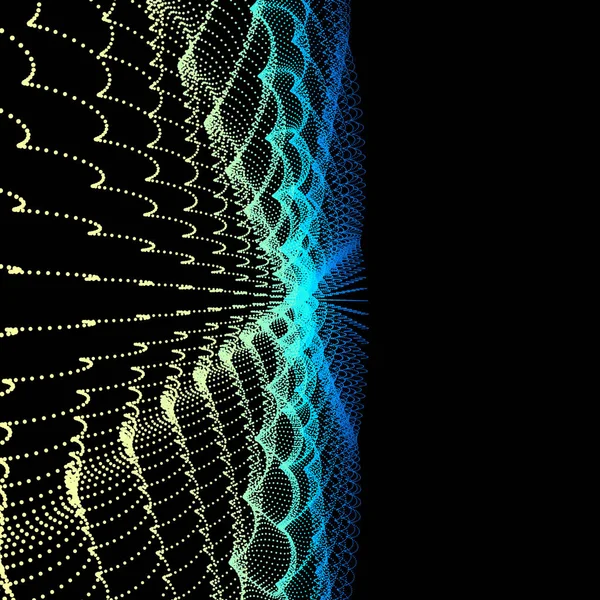 波状グリッドの背景 3D抽象ベクトル図 — ストックベクタ