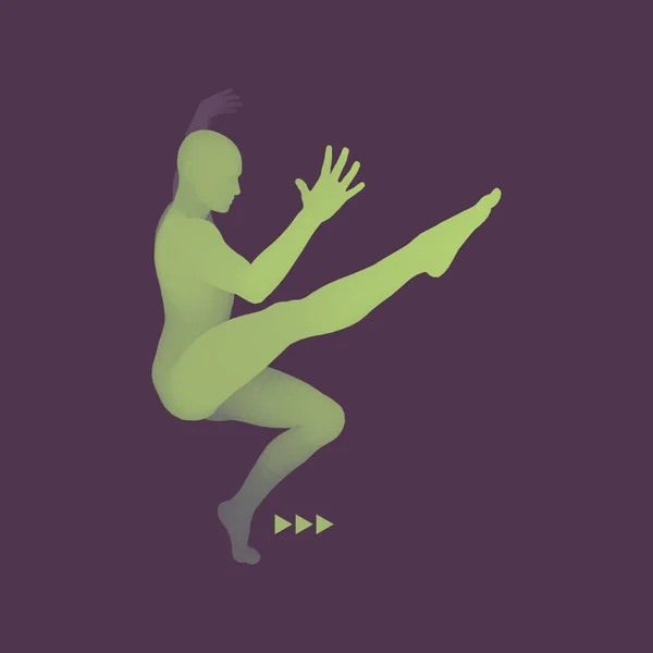 Man Posing Dansen Silhouet Van Een Danser Een Danser Voert — Stockvector