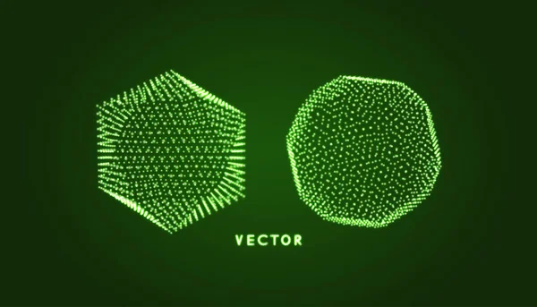 Objekt Mit Punkten Molekularraster Technologie Stil Mit Teilchen Vektorillustration Futuristische — Stockvektor
