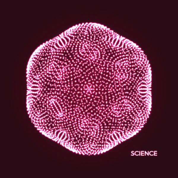 Objeto Con Puntos Rejilla Molecular Estilo Tecnología Con Partícula Ilustración — Archivo Imágenes Vectoriales