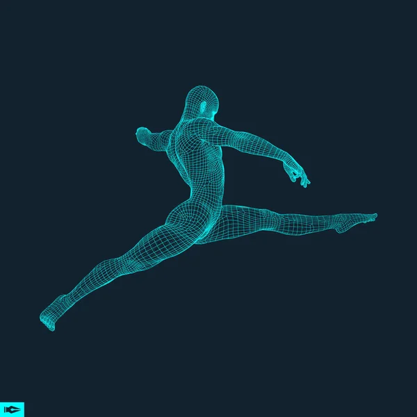 运动员 人类3D 人体模型模型 体操活动为图标健康和健身社区 矢量插图 — 图库矢量图片