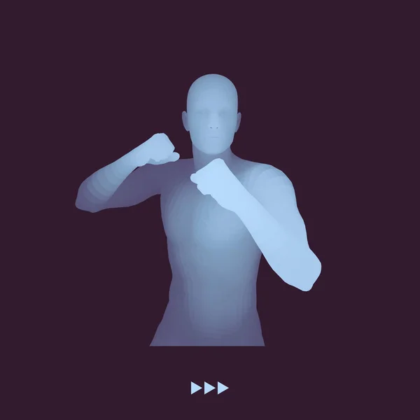 Boxare Modell Man Människokroppen Sport Symbol Designelement Vektorillustration — Stock vektor