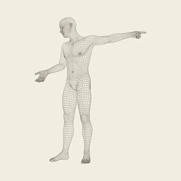 Homme Pointant Doigt Modèle Homme Conception Géométrique Illustration Vectorielle Peau — Image vectorielle