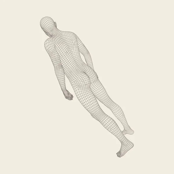 Adam Onun Feet Model Adam Geometrik Tasarım Üzerinde Duruyor Poligonal — Stok Vektör