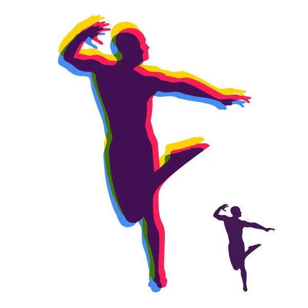 Silueta Una Bailarina Gimnasta Hombre Está Posando Bailando Símbolo Deportivo — Vector de stock