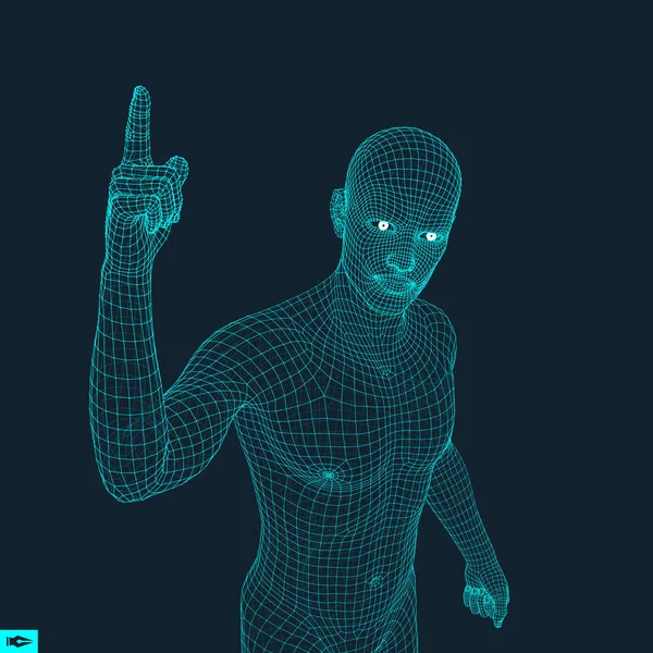 Чоловік Вказує Пальцем Модель Людини Геометричний Дизайн Векторна Ілюстрація Багатокутна — стоковий вектор