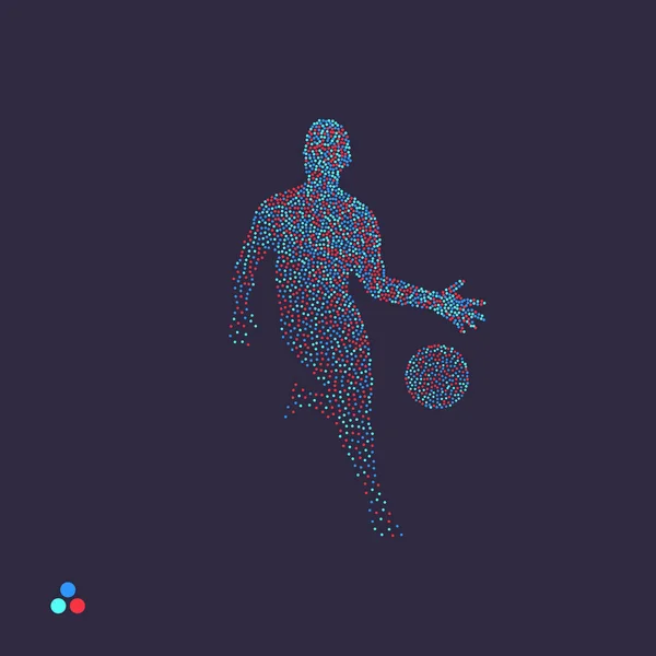 ボールを持ってバスケット ボール選手 人の点線のシルエット ベクトル図 — ストックベクタ