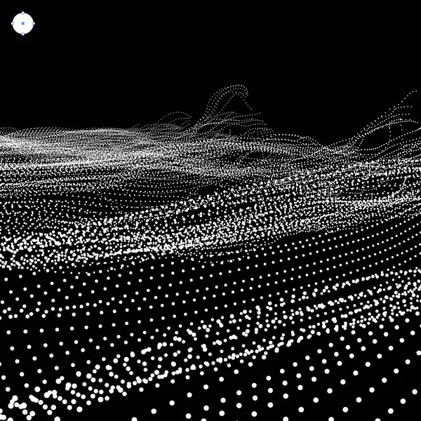 波浪背景 波纹网格 抽象向量例证 技术风格 插图与点 带有粒子的网络设计 — 图库矢量图片