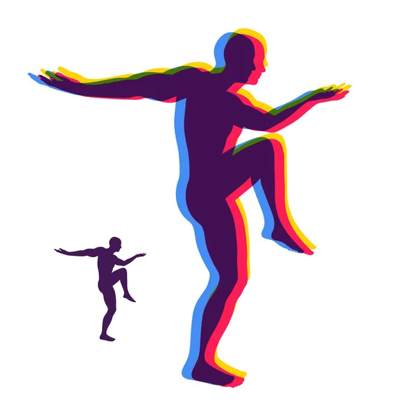 Silueta Una Bailarina Gimnasta Hombre Está Posando Bailando Símbolo Deportivo — Vector de stock