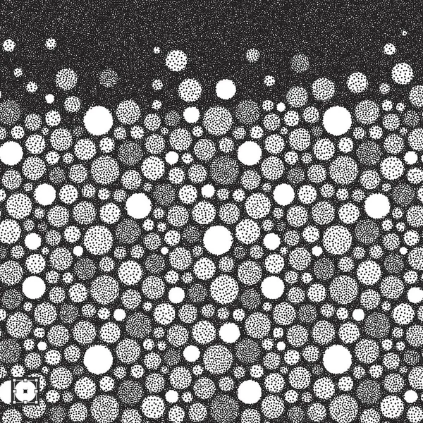 Abstracte Achtergrond Met Cirkels Zwart Wit Korrelig Dotwork Ontwerp Pointillisme — Stockvector