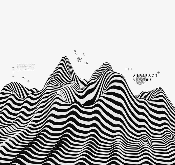 Landscape Background Terrain Black White Background Pattern Optical Illusion Vector — Stock Vector