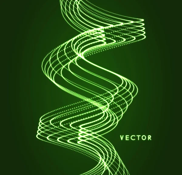 波状の背景 動的粒子の配列 アニメーションの効果と組成 技術のスタイル ベクトル図 — ストックベクタ